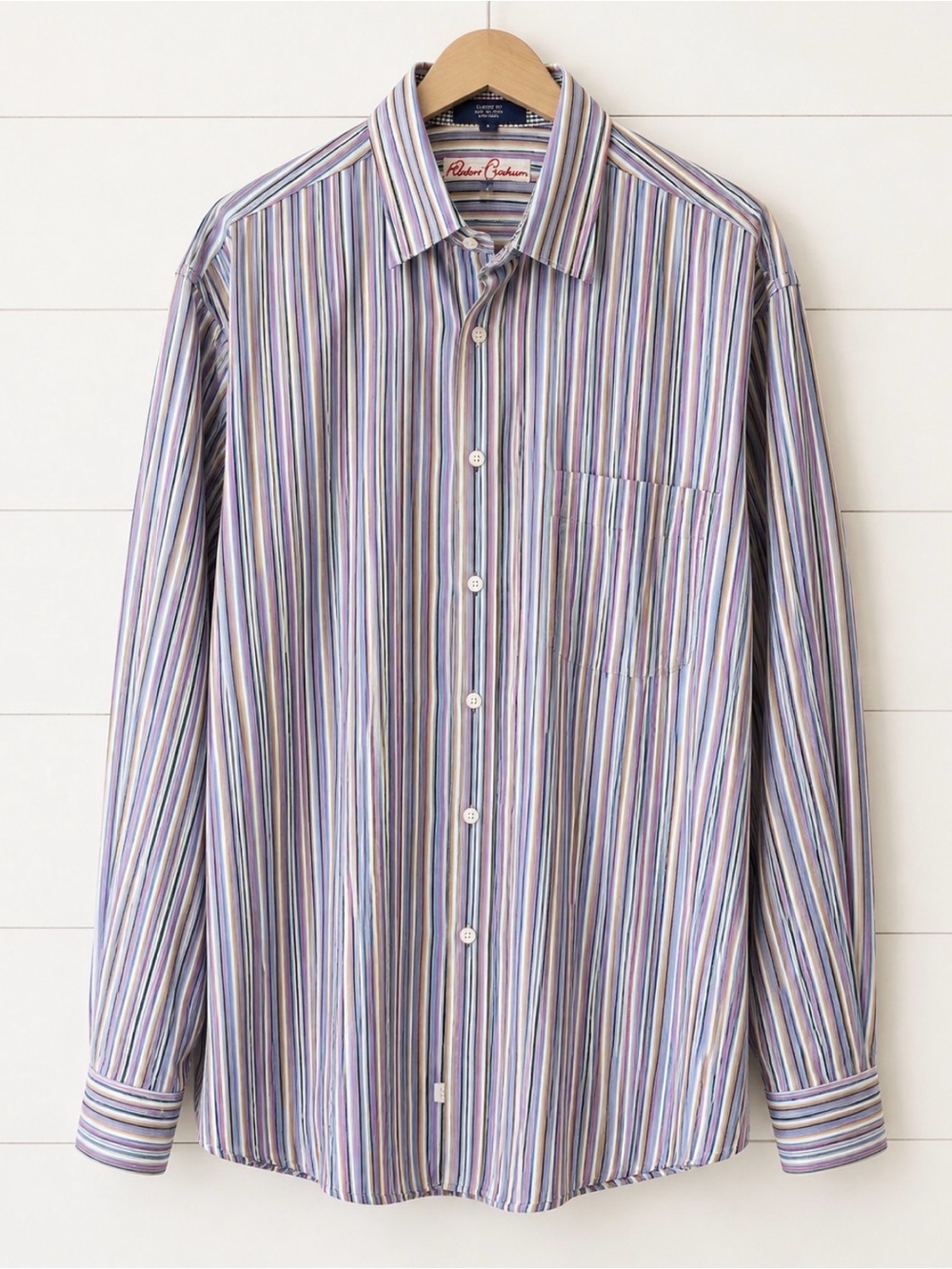 Alan Flusser Multistripe Dress Shirt in Blue, Purple, Gray